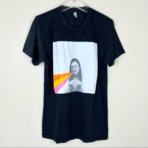 American Apparel Black White Graphic Tee Retro Image Heathered Gray Tee Shirt M